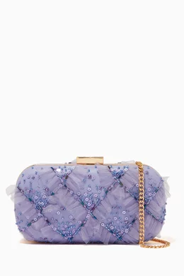 Buy Elisabetta Franchi Purple Mini Clutch Bag in Sequin Mesh For