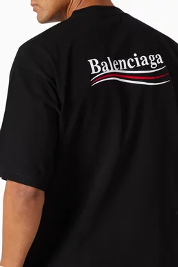 Buy Balenciaga Black Political Campaign T-shirt in Vintage Jersey