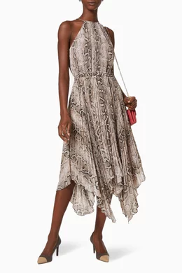 Buy Michael Kors Brown Snake Print Halter Dress in Pleated Georgette For  Women Online | Ounass Qatar