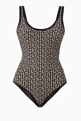 Buy Balmain White Bodysuit in Monogram Jacquard For Women Online Ounass Qatar