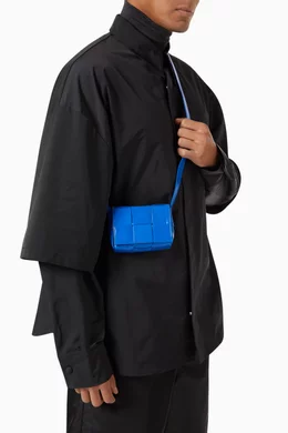 Buy Bottega Veneta Blue Mini Cassette Bag in Intrecciato