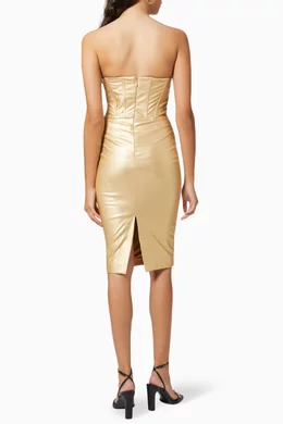 Buy Lavish Alice Gold Corset Midi Dress in Metallic Vegan Leather For Women  Online | Ounass Qatar