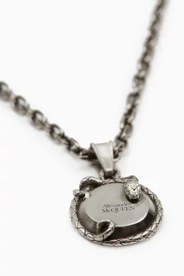 Buy McQueen Silver Snake Medallion Coin Necklace in Brass For Men 