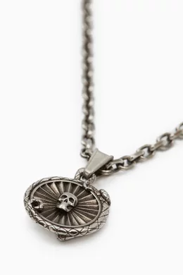Buy McQueen Silver Snake Medallion Coin Necklace in Brass For Men 