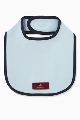 Buy AIGNER Blue Logo Bib in Pima Cotton Jersey For Baby Boys