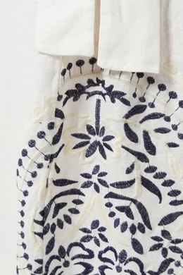 Buy Greek Archaic Kori White Contrast Embroidered Dress in Linen For Women  Online | Ounass Qatar