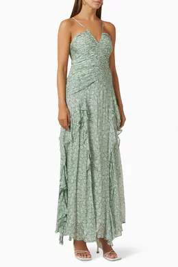 Buy Shona Joy Green Aurore Ruched Maxi Dress in Chiffon For Women Online |  Ounass Qatar