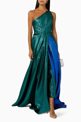 strapless open back dress Anaya Frosty Green One Shoulder Maxi Dress – Style for your Shape main image 1