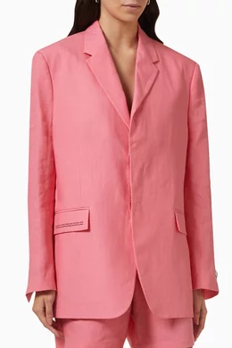 Buy PANGAIA Pink Tailored Blazer in Aloe Linen For Women Online