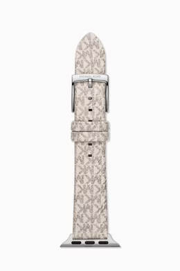 Buy Michael Kors White Logo Apple Watch Strap in Canvas 18mm For Women Online Ounass Qatar