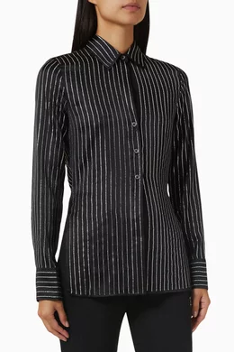 Buy Alexander Wang Black Crystal-embellished Striped Shirt in Silk