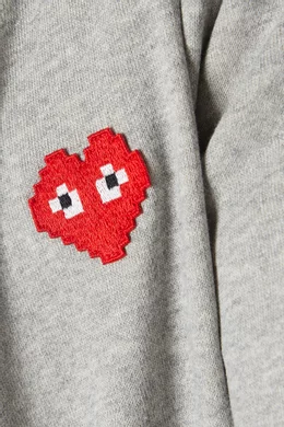 Buy Comme des Garçons PLAY Grey x Invader Pixel Heart Embroidered