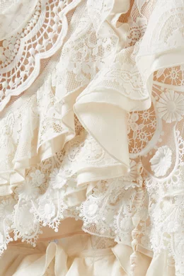 ワンピース ZIMMERMANN Women Mid Skirts 4561DSS254 IVORY WHITE Buy Zimmermann White Wonderland Lace Frilled Mini Skirt in