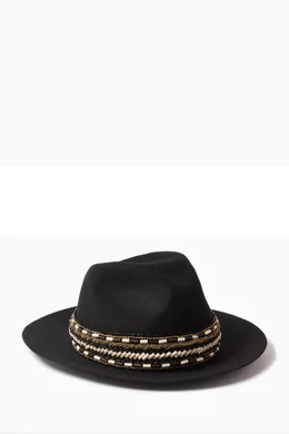 Buy Elisabetta Franchi Black Narrow Brim Felt Hat in Wool  display picture 3