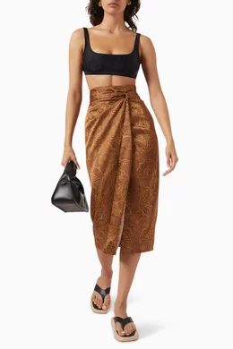 Buy Never Fully Dressed Brown Jasper Bandana-print Midi Wrap Skirt in  Viscose For Women Online | Ounass Qatar