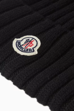 Buy Moncler Black Logo Hat in Rib-knit For Women Online Ounass Qatar