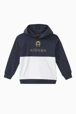 Buy AIGNER Blue Colour-block Hoodie in Cotton For Boys Online