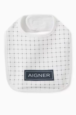 Buy AIGNER Blue Logo Print Bib in Cotton For Baby Boys Online