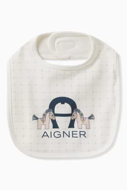 Buy AIGNER Neutral Horse Print Bib in Cotton For Baby Boys Online
