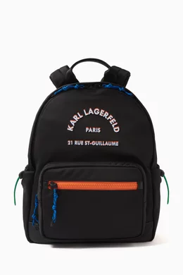 Buy KARL LAGERFELD Black Rue St. Guillaume Athleisure Logo Backpack in Recycled Nylon For Men Online Ounass Qatar