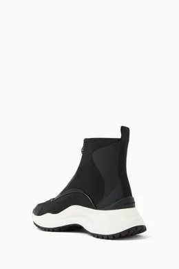 Buy Michael Kors Black Dara Zip Ankle Boots in Stretch-knit Faux