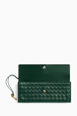 Buy Bottega Veneta Green Long Andiamo Handle Clutch in