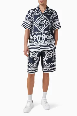 Buy Dolce & Gabbana Blue Marina Print Shorts in Silk-twill