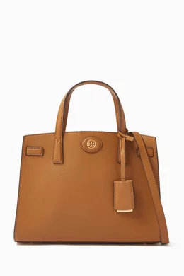 Buy Tory Burch Brown Small Robinson Satchel Bag in Leather For