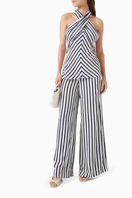 Buy Staud Blue Dawn Striped Top in Crepe de Chine Viscose For Women Online  | Ounass Qatar