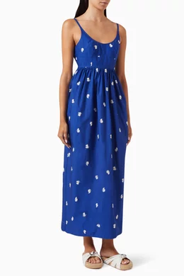 Buy Oroton Blue Embroidered Fruit Sundress in Cotton For Women Online |  Ounass Qatar