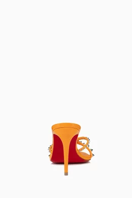 Buy Christian Louboutin Orange Tatoosh Spikes 85 Mules in Leather