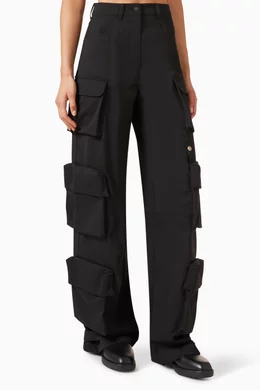 パンツ EMPORIO ARMANI 22FW WIDE CARGO PANTS Buy Emporio Armani Black Wide-fit Cargo Pants For Women Online