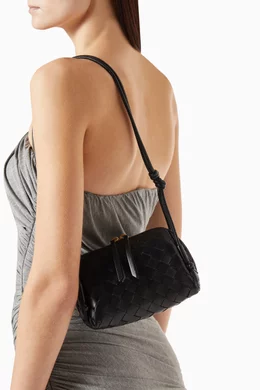 Buy Bottega Veneta Black Concert Pouch in Intrecciato