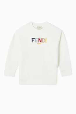 Buy Fendi White Logo Sweatshirt in Cotton For Boys Online Ounass Qatar