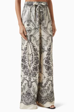 【Zimmermann】CRUSH DRAW WAIST PANT シルク リラックスパンツ Crush Draw Waist Pant Ivory Locket Online | Zimmermann