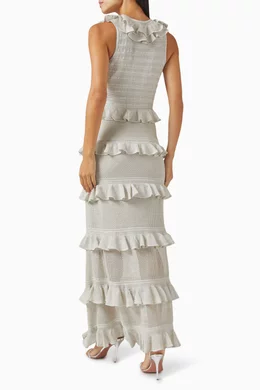 Buy Zimmermann Silver Crush Frilled V-neck Midi Dress in Viscose For Women  Online | Ounass Qatar
