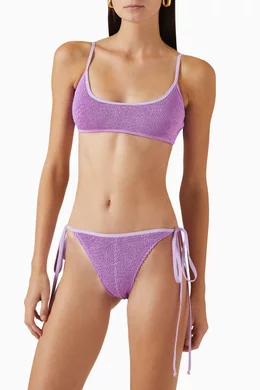 Buy Cleonie Swim Purple Tini Bikini Briefs in Stretch Nylon For