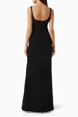 Buy Rebecca Vallance Black Lucine Belted Gown For Women