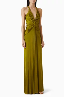 Buy Tom Ford Green Twist Open-back Gown in Stretch Jersey For Women Online  | Ounass Qatar