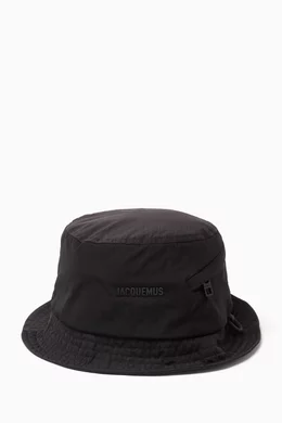Buy Jacquemus Black Le Bob Bucket Hat in Nylon For Men