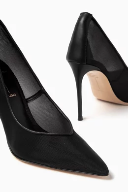 Buy Black Suede Studio Black Cleo 100 Pumps in Mesh For Women