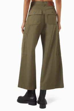 WEEKEND MAX MARA [クイズ] コットン キャンバス パンツ QUIZ Weekend Max Mara Quiz Trousers | Green | FARFETCH