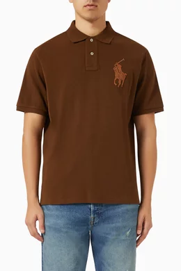 Buy Polo Ralph Lauren Brown Logo Appliqué Polo Shirt in Cotton For