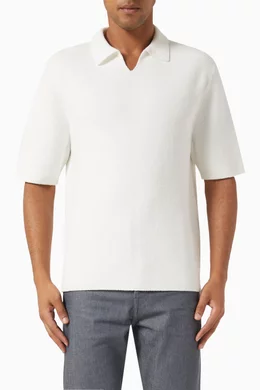 Buy COS White Bouclé-Knit Cotton Polo Shirt For Men Online