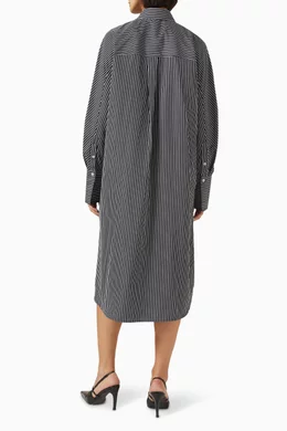 Buy Toteme Black Striped Kimono-sleeve Shirtdress in Cotton