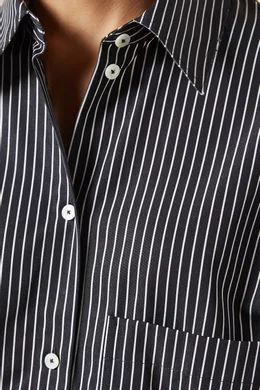 Buy Toteme Black Striped Kimono-sleeve Shirtdress in Cotton