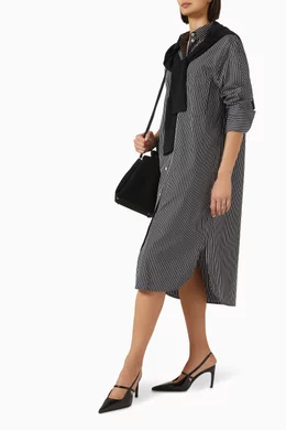 ワンピース TOTEME Striped Kimono-Sleeve Shirtdress BLACK/WHITE Striped kimono-sleeve shirtdress black/white – TOTEME