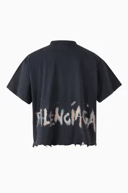Buy Balenciaga Black Nail Polish Cropped T-shirt in Vintage