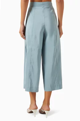 Buy COS Blue Pleated Culottes in Modal-blend For Women Online