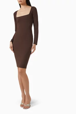 Buy SKIMS Brown Smooth Layers Square-neck Midi Dress For Women Online |  Ounass Qatar